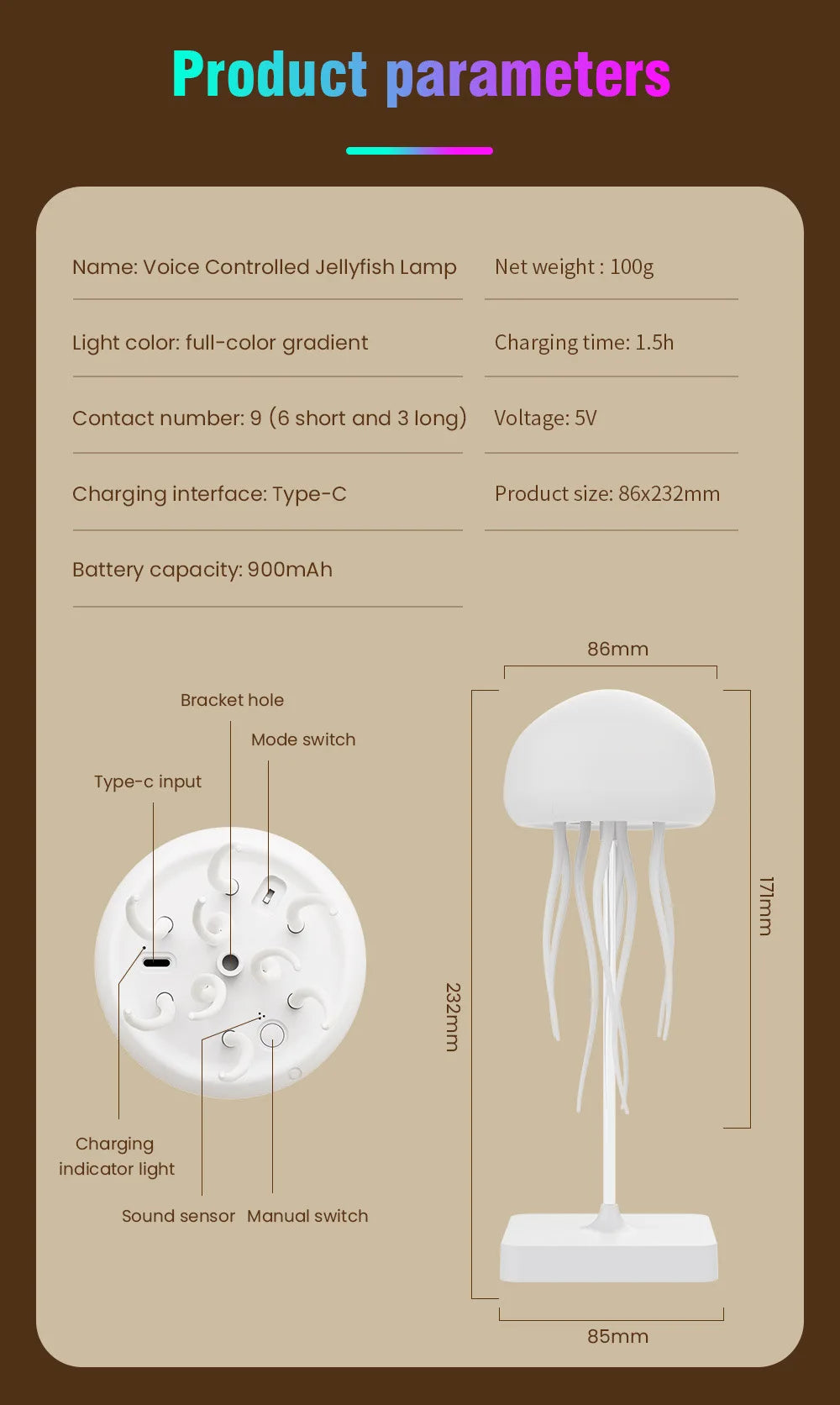 Dynamic Relaxing Jellyfish LED Night Light – Color Changing Decor